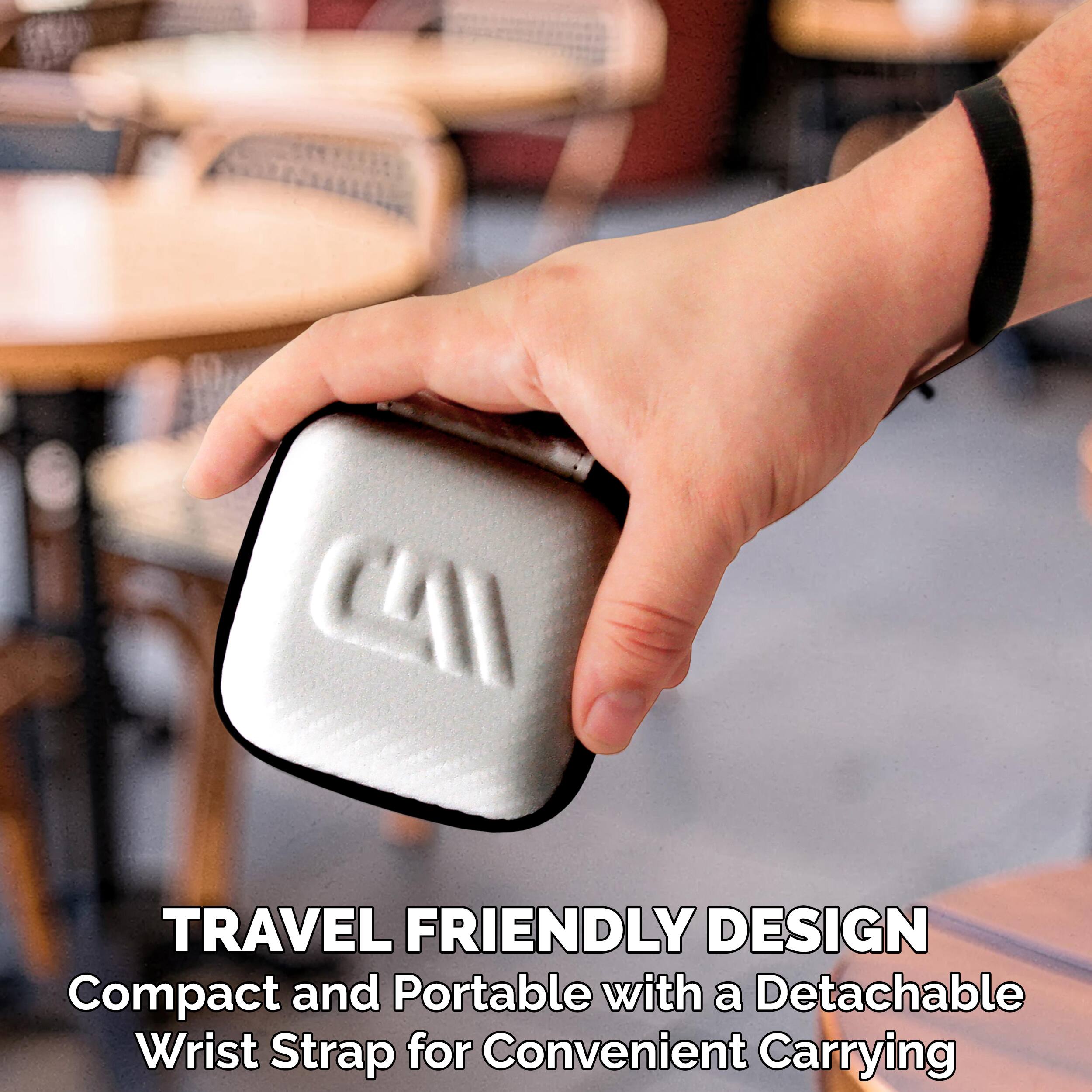 TRAVEL FRIENDLY DESIGN  
Compact and Portable with a Detachable Wrist Strap for Convenient Carrying