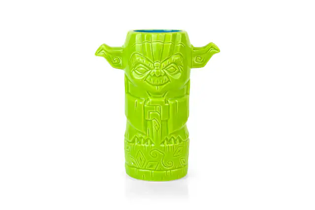 Front. Star Wars - Geeki Tikis Star Wars Master Yoda Mug | Ceramic Tiki Style Cup | Holds 12 Ounces - Green.