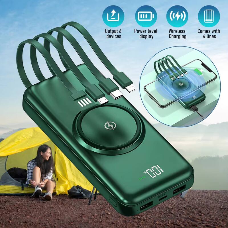 Output 6 devices  
Power level display  
Wireless Charging  
Comes with 4 lines  
Type C