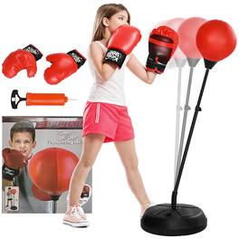 Qaba - Punching Bag for Kids, with Stand for 5-10 Year Old, Adjustable with Boxing Gloves, Boxing Set, Sports Toy