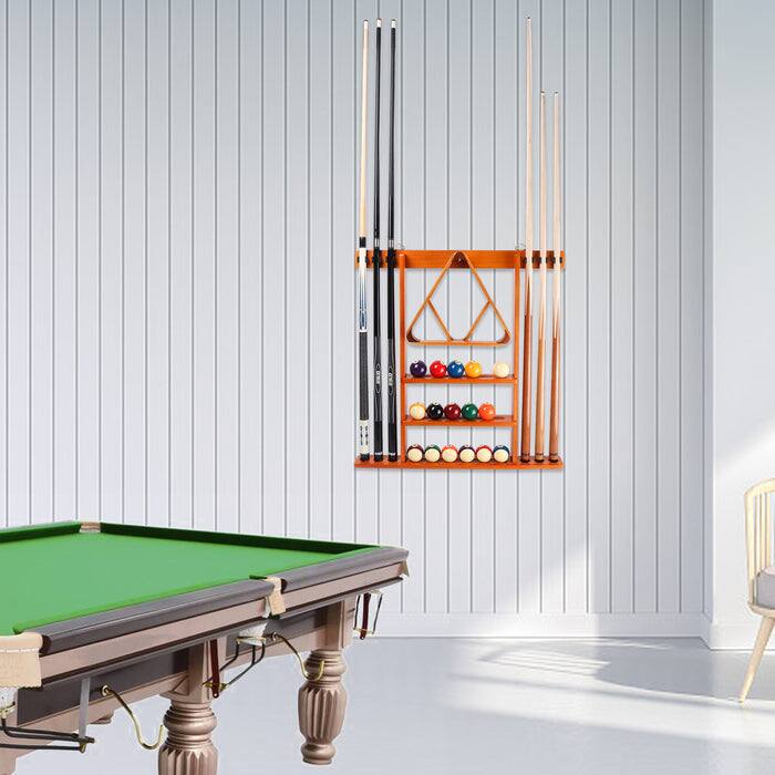 Alt View 3. GSE Games & Sports Expert - Wood 6 Wall Pool Cue Rack with Metal Hook, Billiard Pool Cue Rack Only, Wall Mount Rack - Oak - Oak.