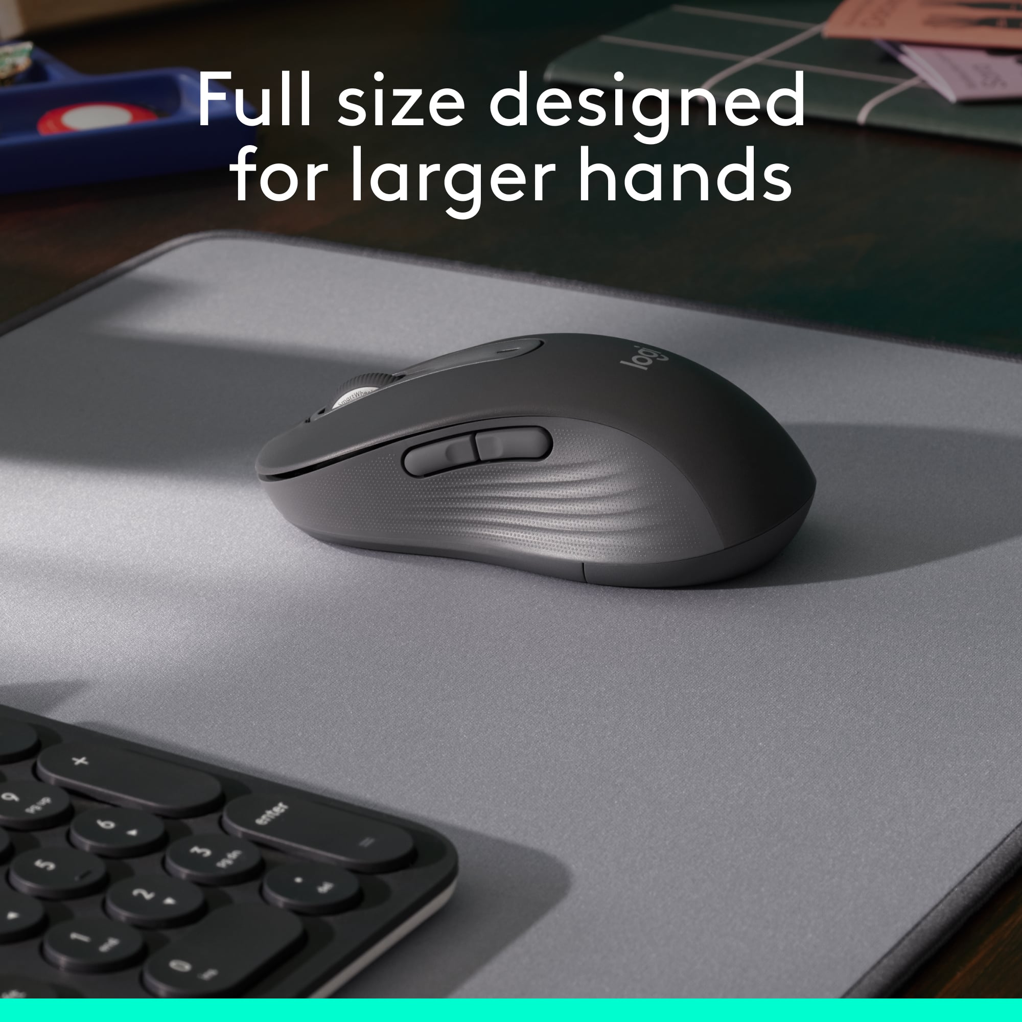 Full size designed for larger hands.