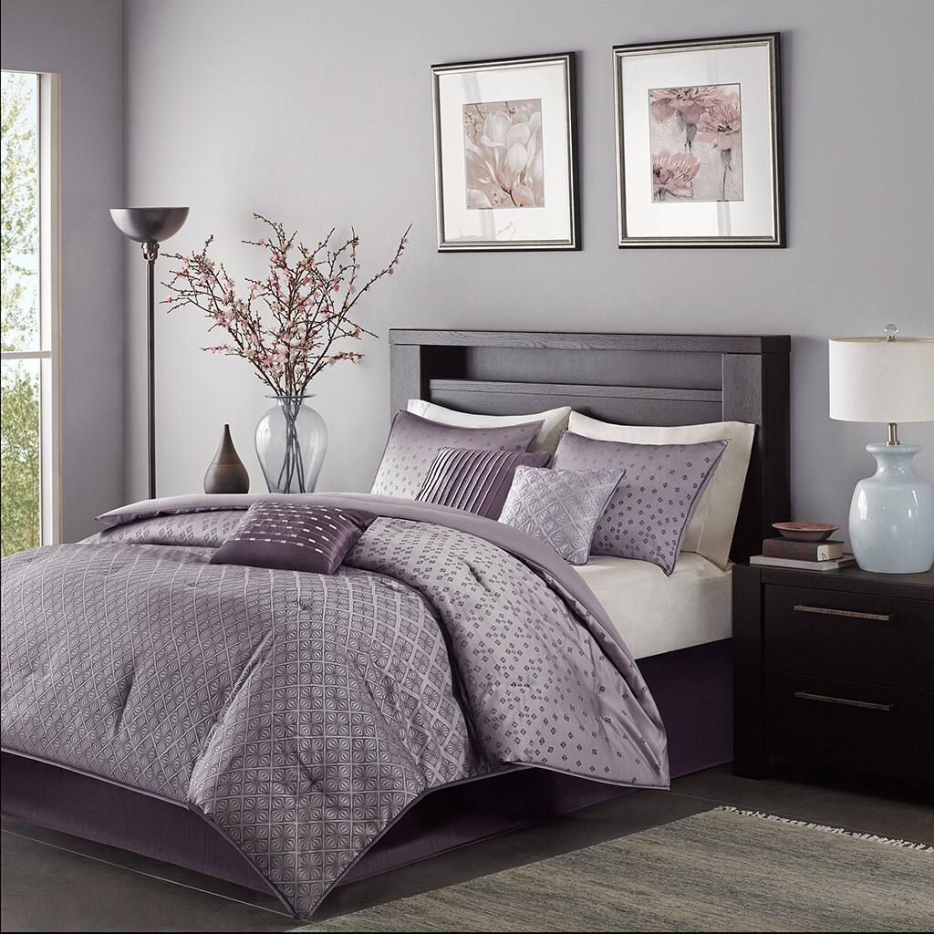 Alt View 4. Gracie Mills - Gracie Mills Pasquale Ombre Jacquard Duvet Cover Set - Purple.