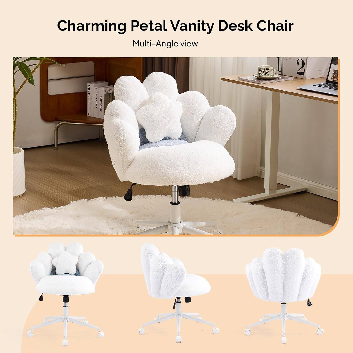 Charming Petal Vanity Desk Chair  
Multi-Angle view