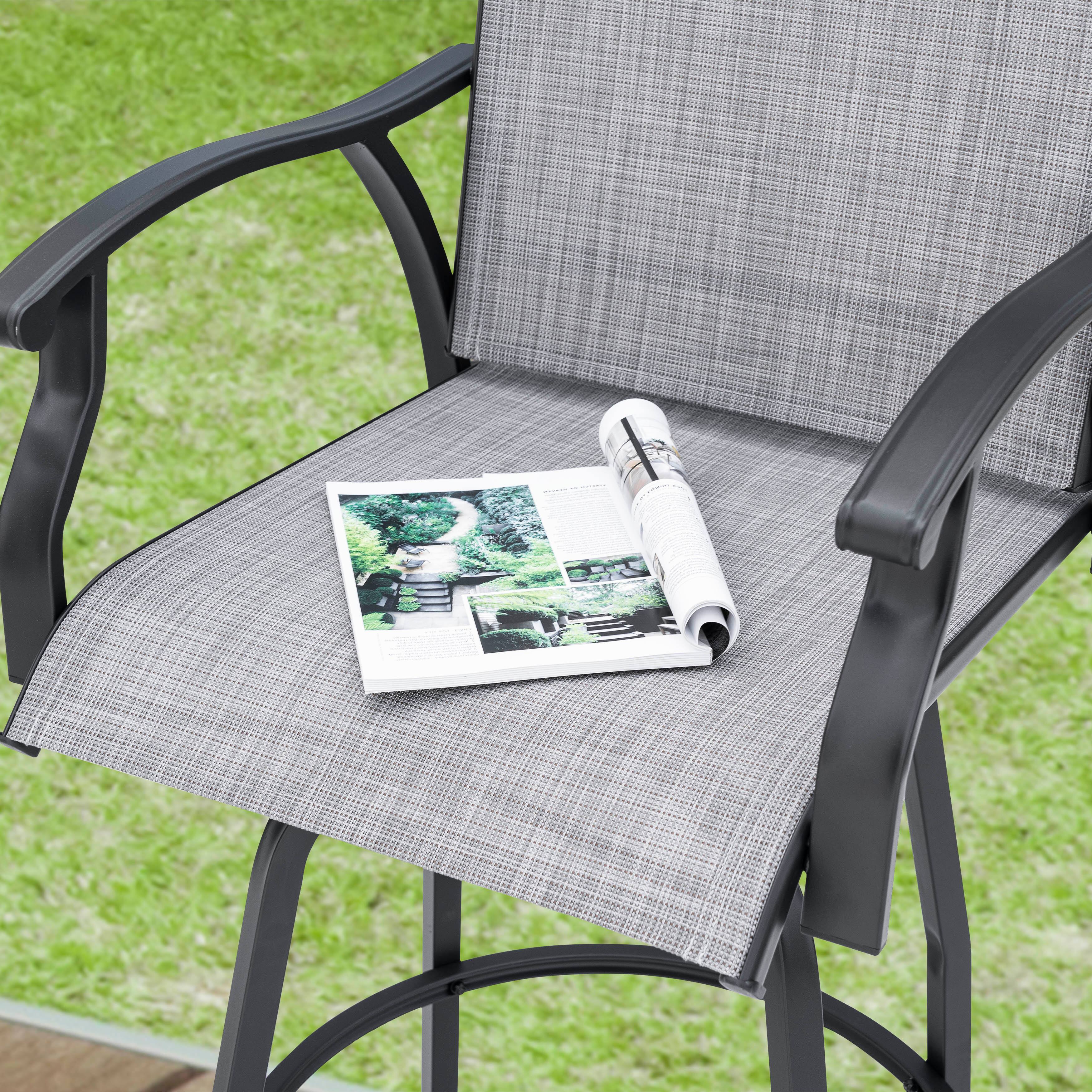 Angle. Nuu Garden - Nuu Garden Outdoor Swivel Bar Stools, Set of 2 Patio Bistro Chairs, All-Weather Textilene - Gray&Black.