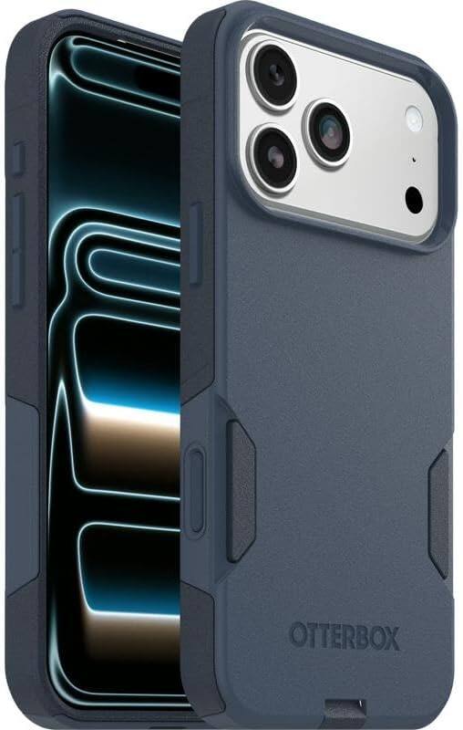 Left. OtterBox - OtterBox iPhone 17 Pro Max, Bundle: Commuter Series MagSafe Case & Screen Protector, Built-in magnets, Thin & Protective - Blue Sentiment.