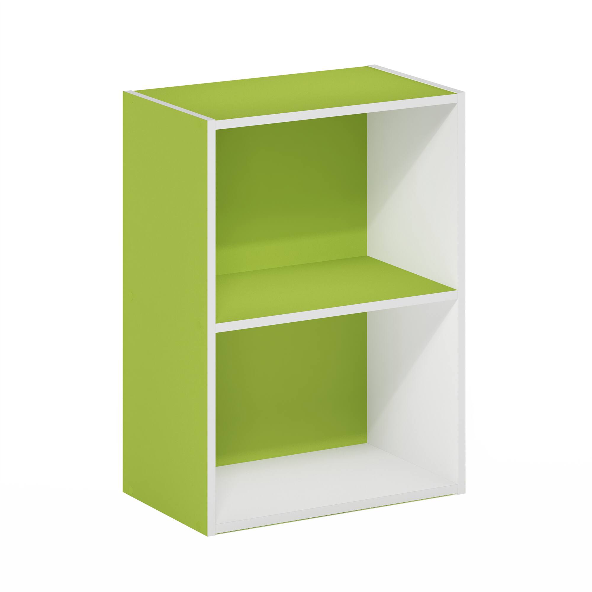 Furinno - Luder 2-Tier Open Shelf Bookcase - Green/White
