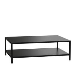 Emma + Oliver - All-Weather Commercial Grade Indoor/Outdoor Metal 2 Tier Coffee Table - Black
