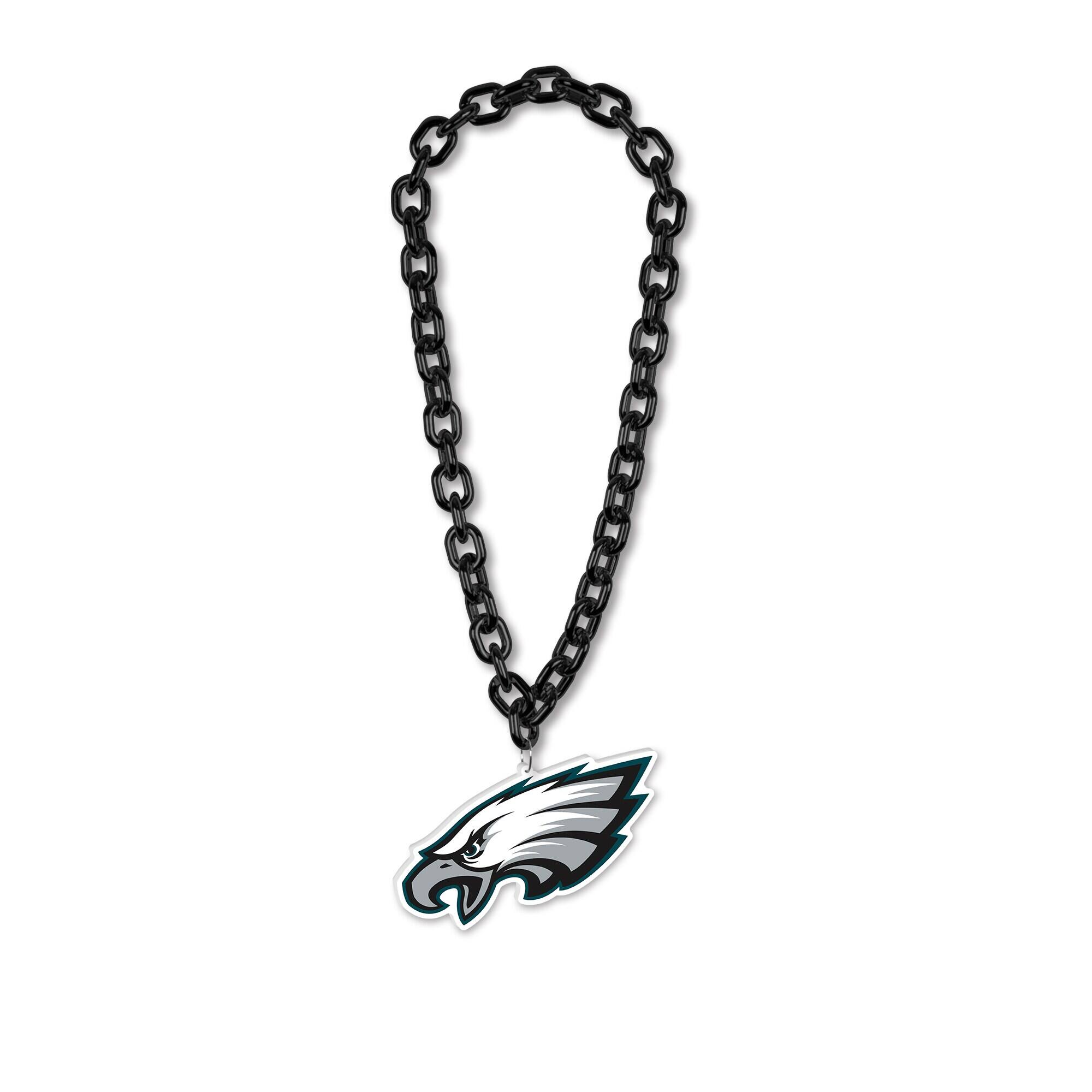 Front. WinCraft - Philadelphia Eagles Big Chain Logo Plastic Necklace - Multicolor.