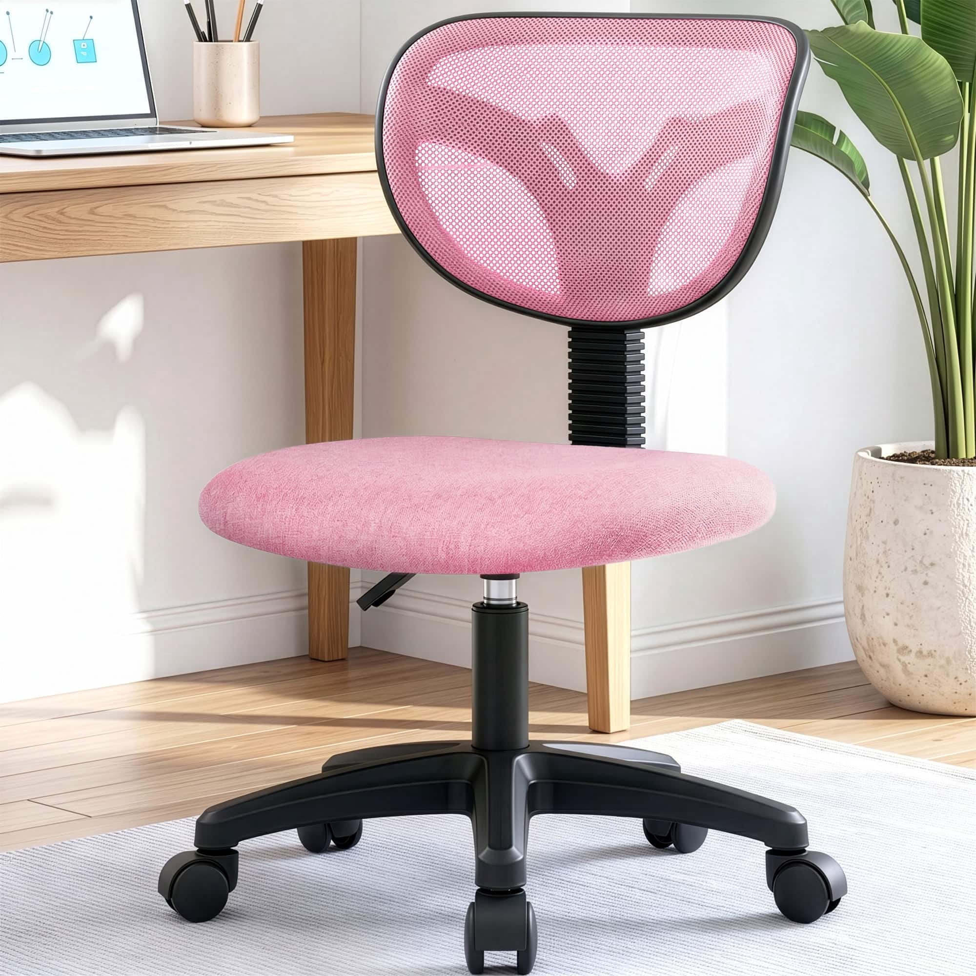 Neo Chair - Small Desk Chair, Armless Home Office Chair with Padded Seat, Swivel Ergonomic Computer Chair with Adjustable Height - Pink price history on PriceWatchPro