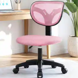 Neo Chair - Small Desk Chair, Armless Home Office Chair with Padded Seat, Swivel Ergonomic Computer Chair with Adjustable Height - Pink
