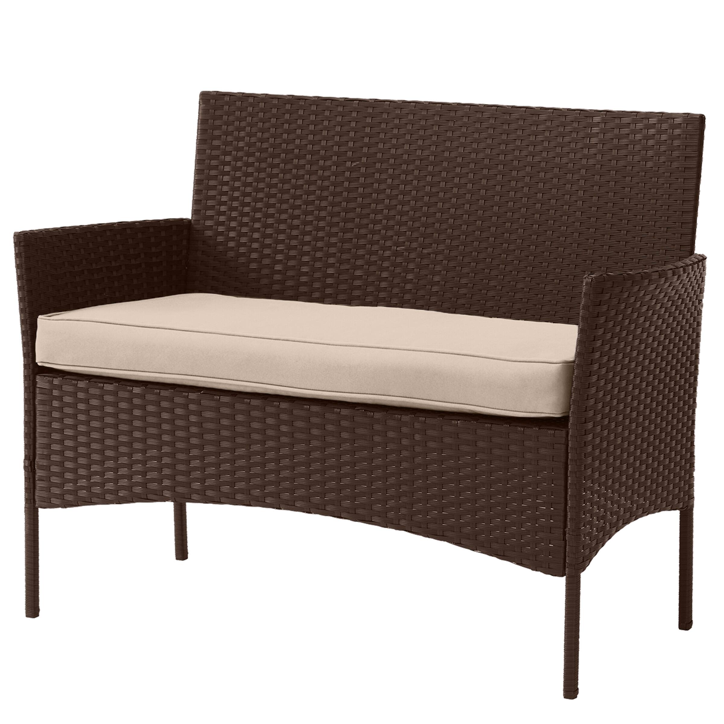 Left. Lavish Home - 4PC Rattan Patio Furniture Set - Brown.