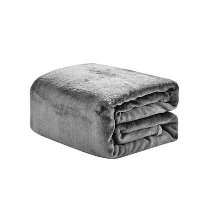 Front. Noble House - Plazatex Microplush and Microfiber All Season Hydrophobic Polyester Solid Throw Blanket 50" x 60", Grey - Grey.