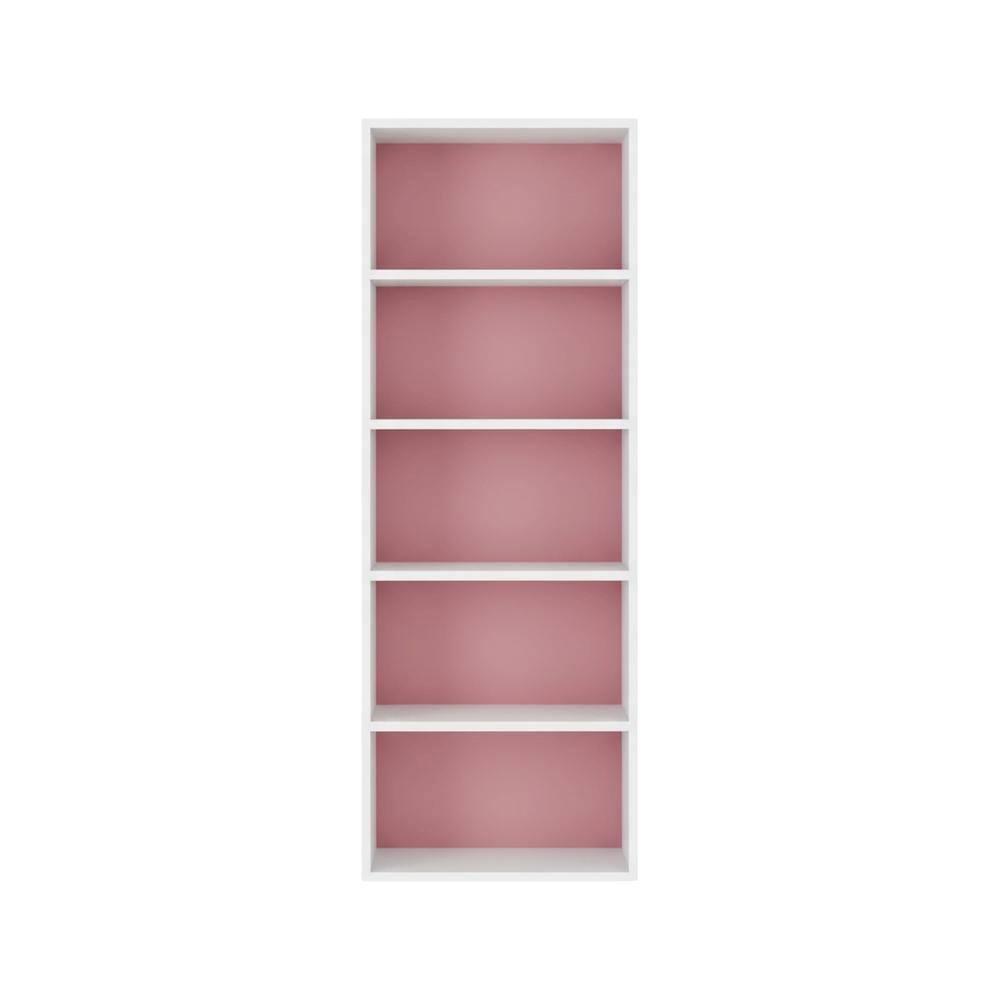 Back. FurniFact - White and Pink Reversible Open Shelf Bookcase - Brown.