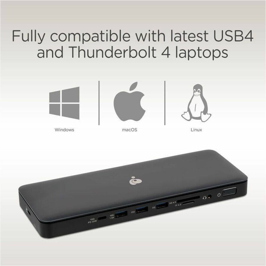 Fully compatible with latest USB4 and Thunderbolt 4 laptops

Windows macOS Linux

100W PD 100W 1.5A
SD40 TF40