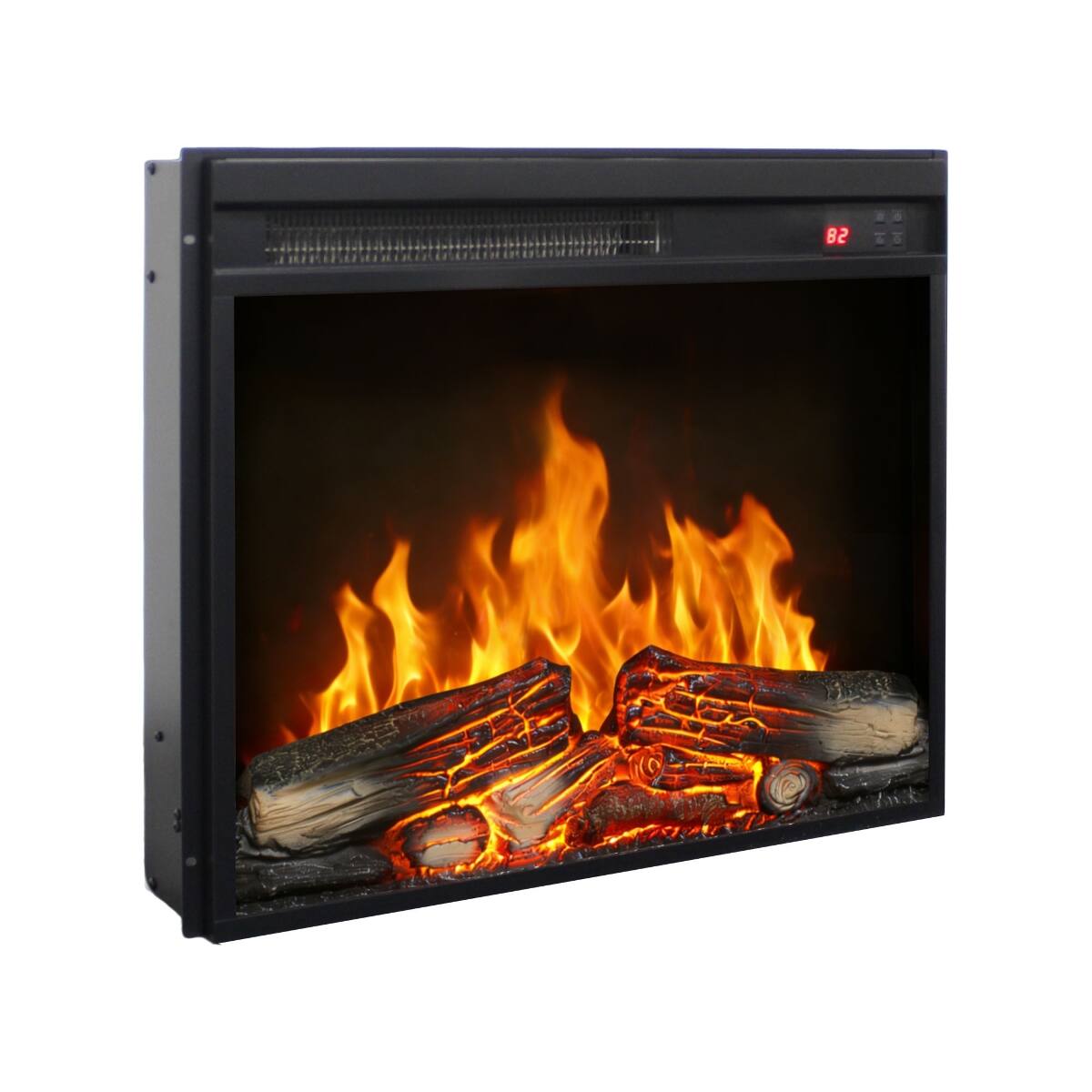 Angle. Loheer - Loheer 23 inch electric fireplace insert, ultra thin fireplace heater with remote control and overheating protection - Antique Black.