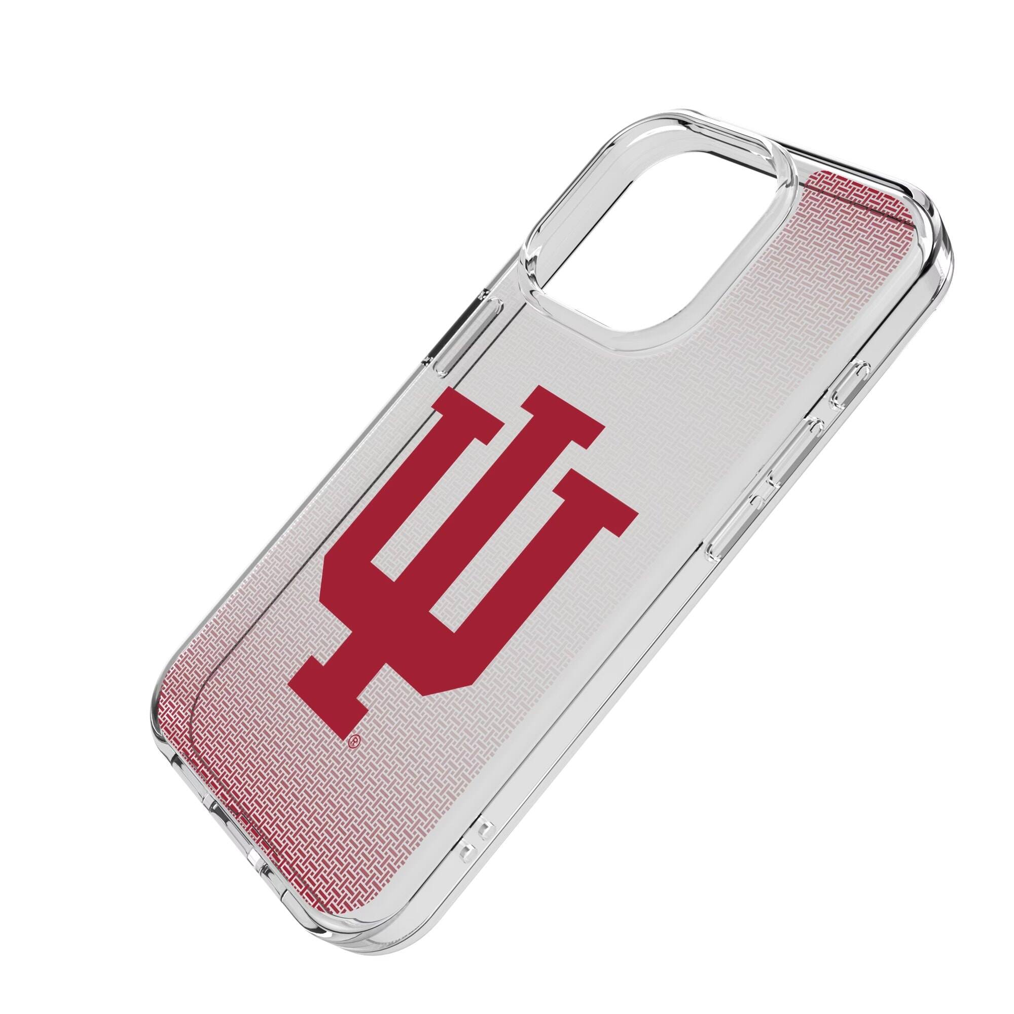 Alt View 1. Keyscaper - Indiana Hoosiers Linen Logo iPhone Clear Case - 16 Pro - Multicolor.