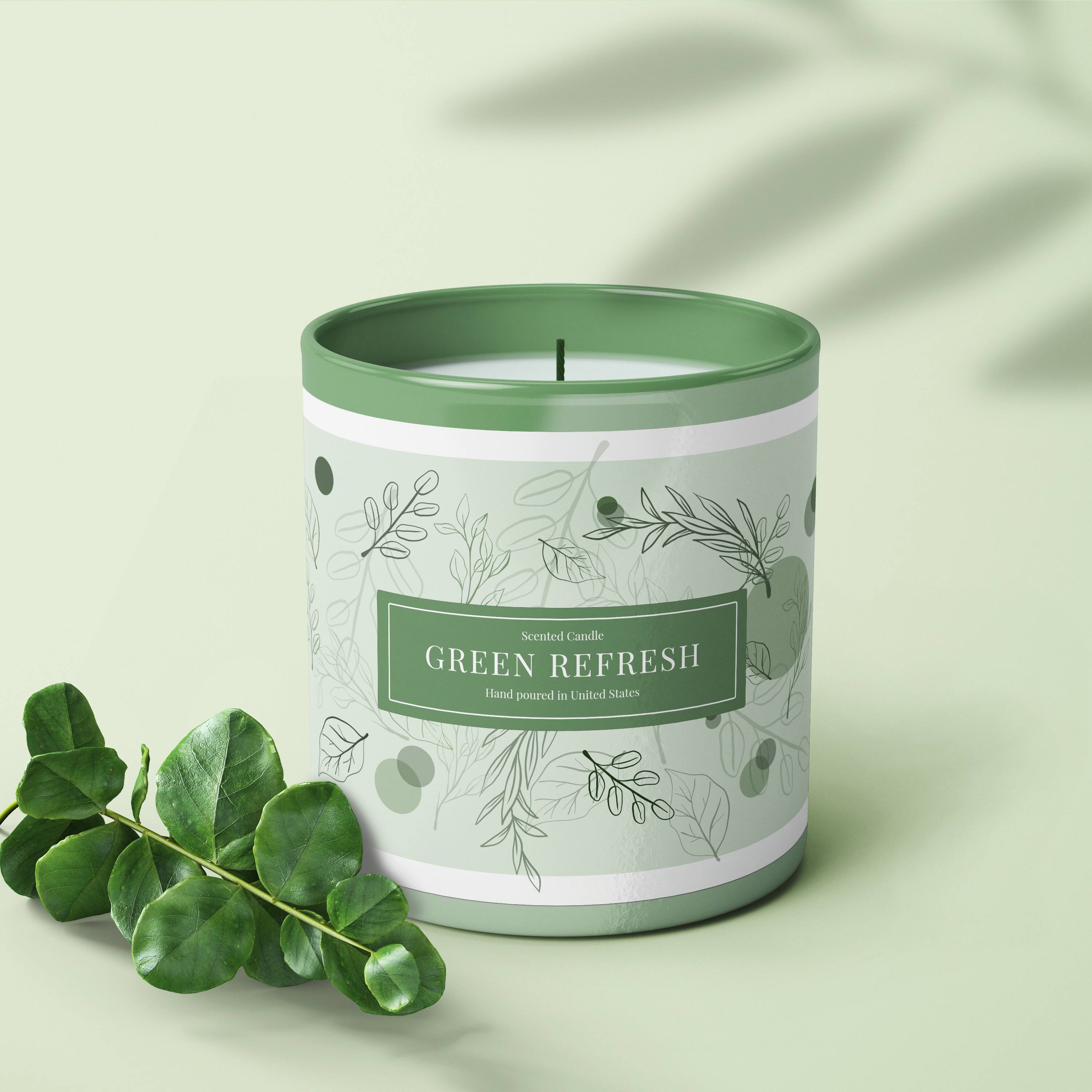 Scented Candle  
GREEN REFRESH  
Hand poured in United States