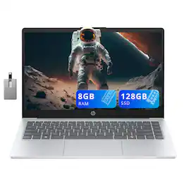 HP - 14" HD Laptop,AMD Athlon 7120,8GB RAM,128GB SSD,AMD Radeon Graphics,Wifi 6,Win 11 Home,32GB USB Card - Moonlight Blue
