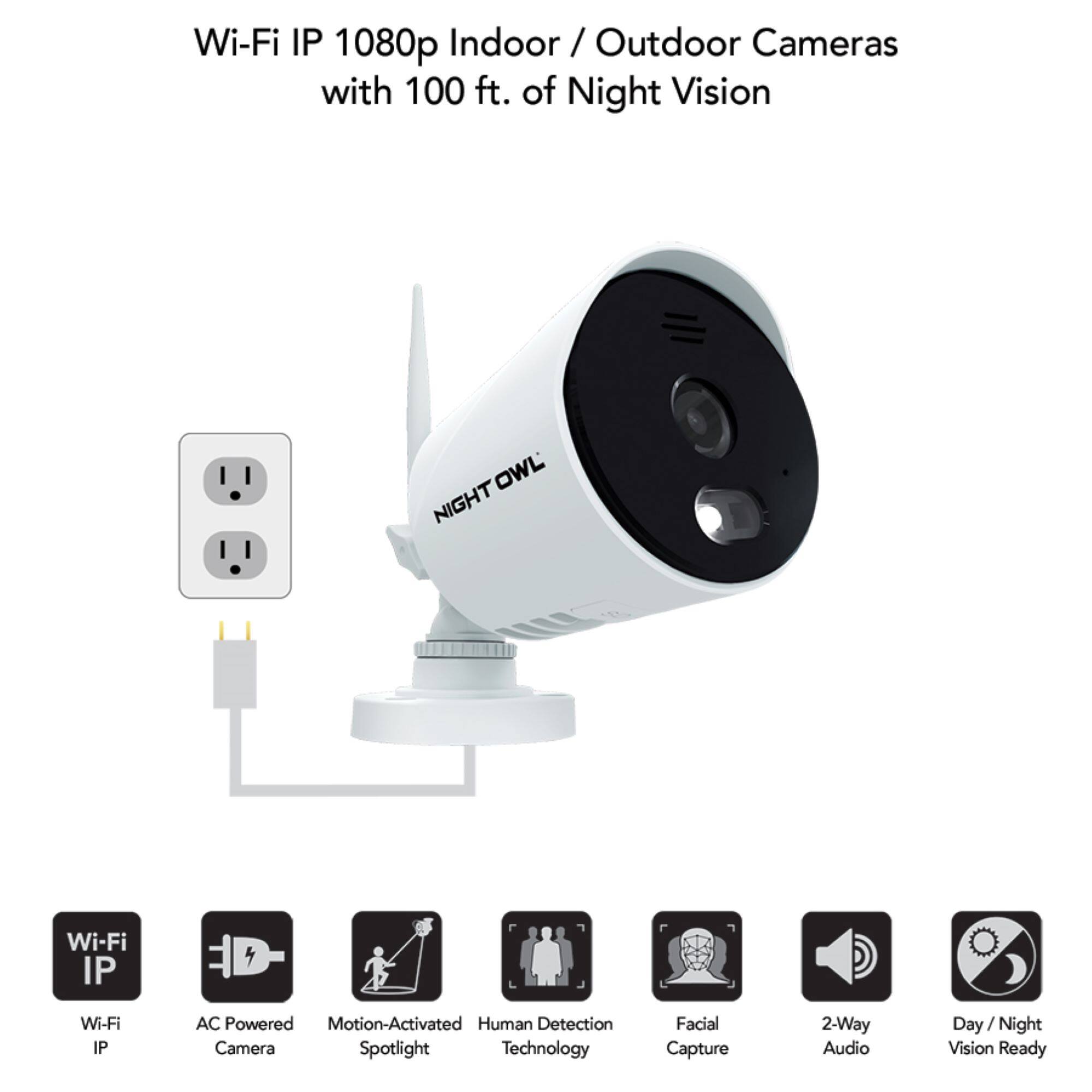 Alt View 12. Night Owl - 10 Channel Wi-Fi NVR with 4 Wi-Fi IP 1080p HD 2-Way Audio Cameras and 1TB Hard Drive - White/Black.