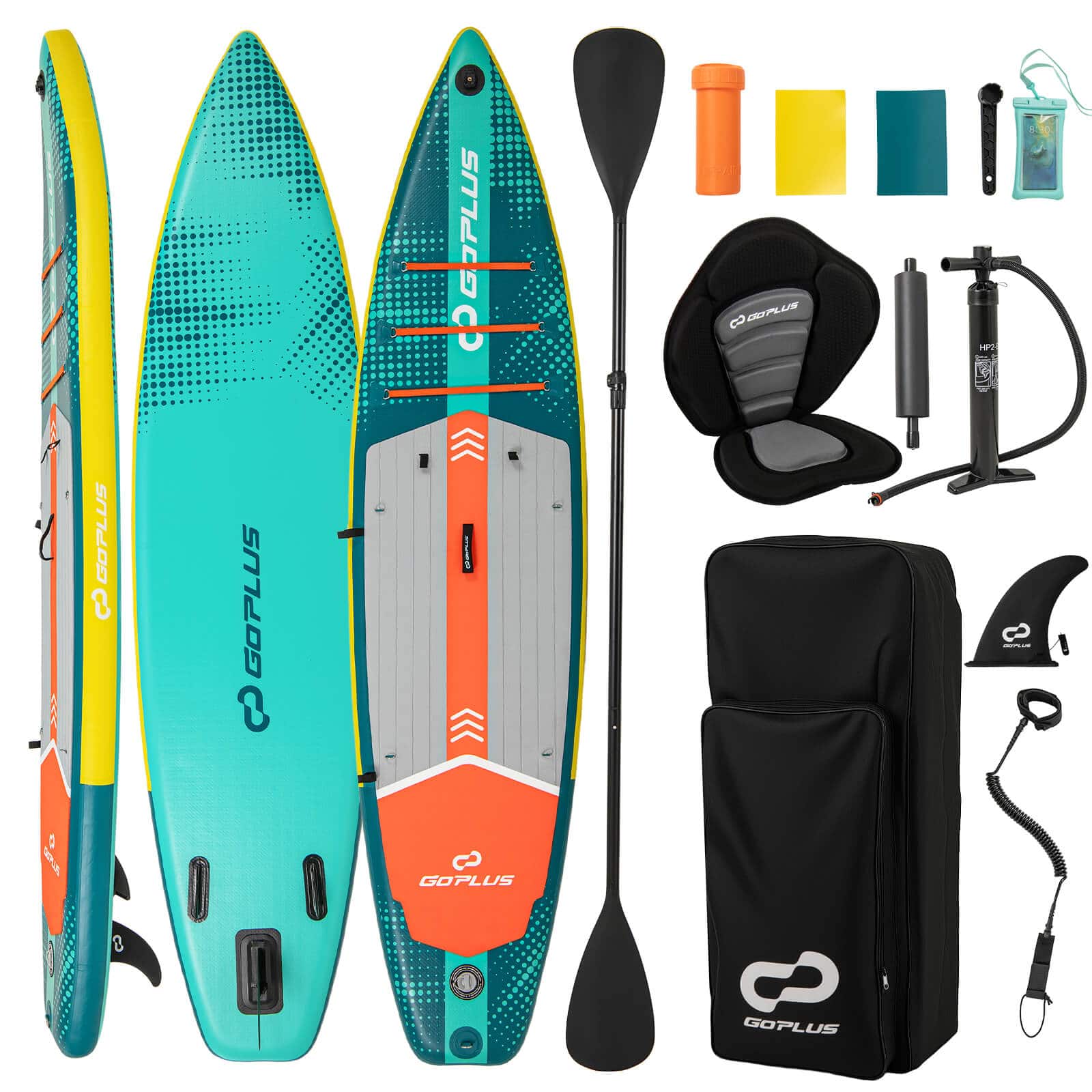 Costway - 11' Inflatable Stand Up Paddle Board for Adults with Kayak Seat Leash Hand Pump - Multi-color