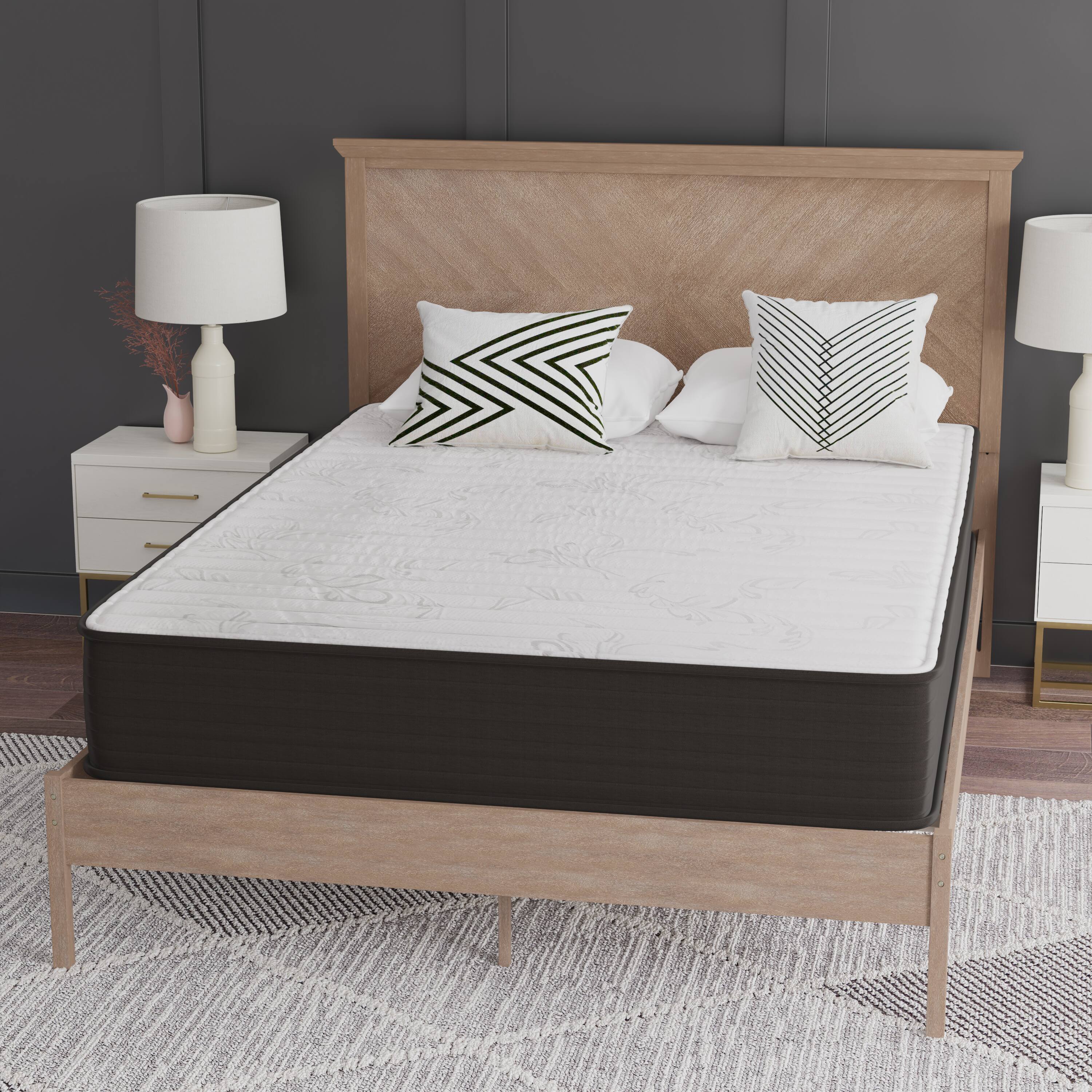 Alt View 5. Emma + Oliver - Drift 10 Inch Hybrid Mattress, High Density Foam and Pocket Spring Mattress in a Box, CertiPur-US Certified Foam - White/Gray.