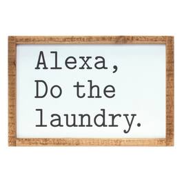 BreeBe - Alexa, Laundry Sentiment Sign 12"L - White, Brown