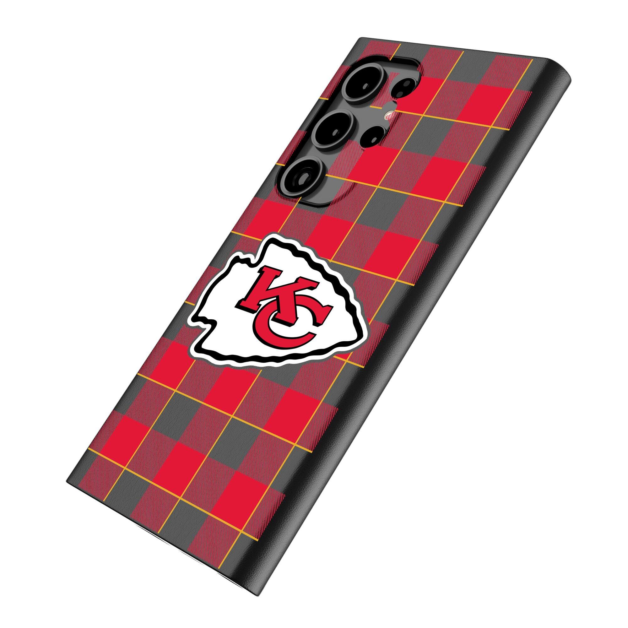 Alt View 1. Keyscaper - Kansas City Chiefs Plaid Galaxy Magnetic Bump Case - S24 Ultra - Black.
