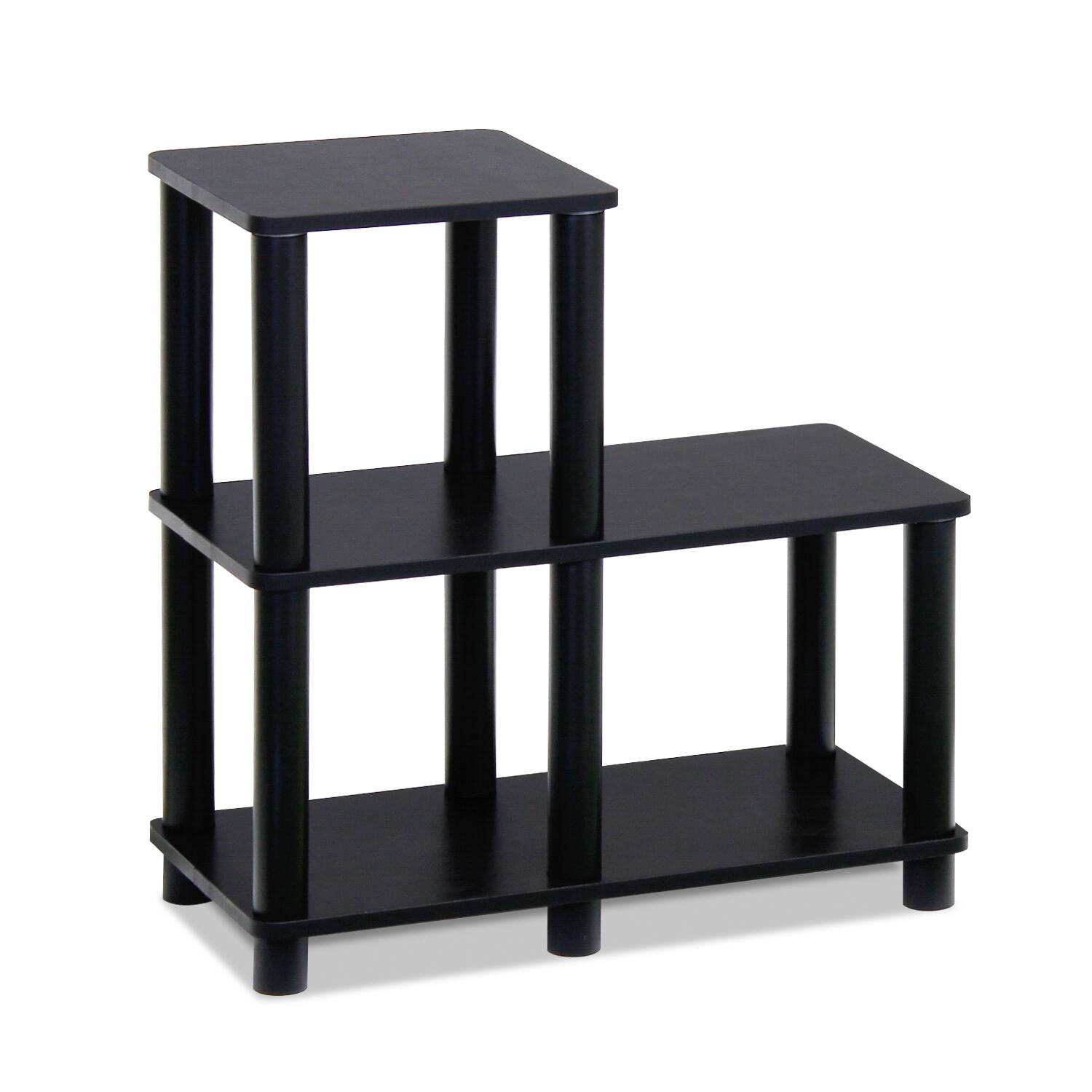 Back. HOMLUX - 3-Tier 19.88" L-Shaped Corner Shelf Open Shelves for Display for Living Room and Office Organization Espresso & Black - Espresso & Black.