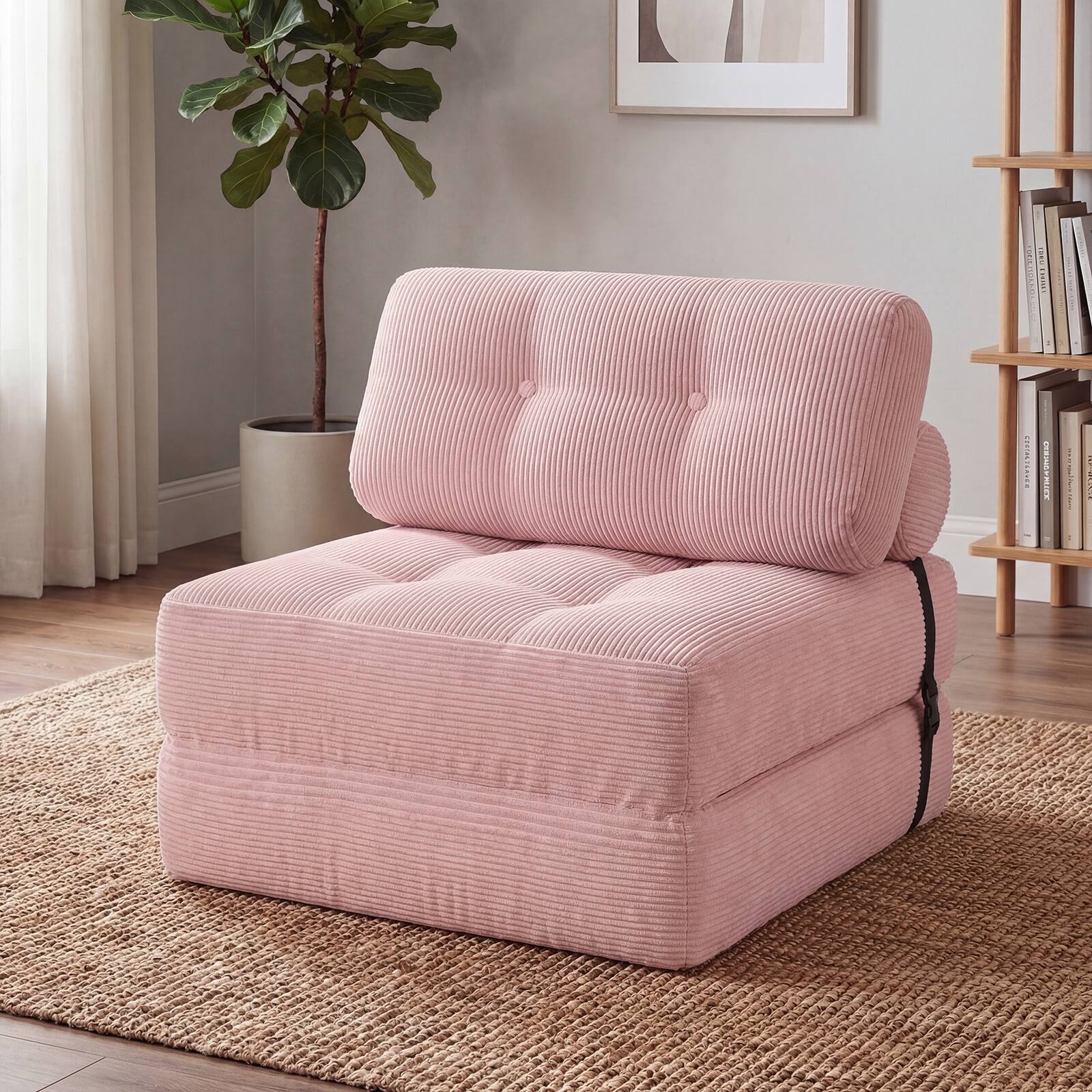 Alt View 5. Costway - Costway Folding Sofa Bed, Convertible Sleeper Chair with Pillow Back Support Corduroy Cover - Pink.
