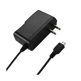 Reiko - Portable Micro Usb Travel Adapter Charger With Built In Cable In - Black