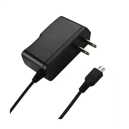 Front. Reiko - Portable Micro Usb Travel Adapter Charger With Built In Cable In Black - Black.