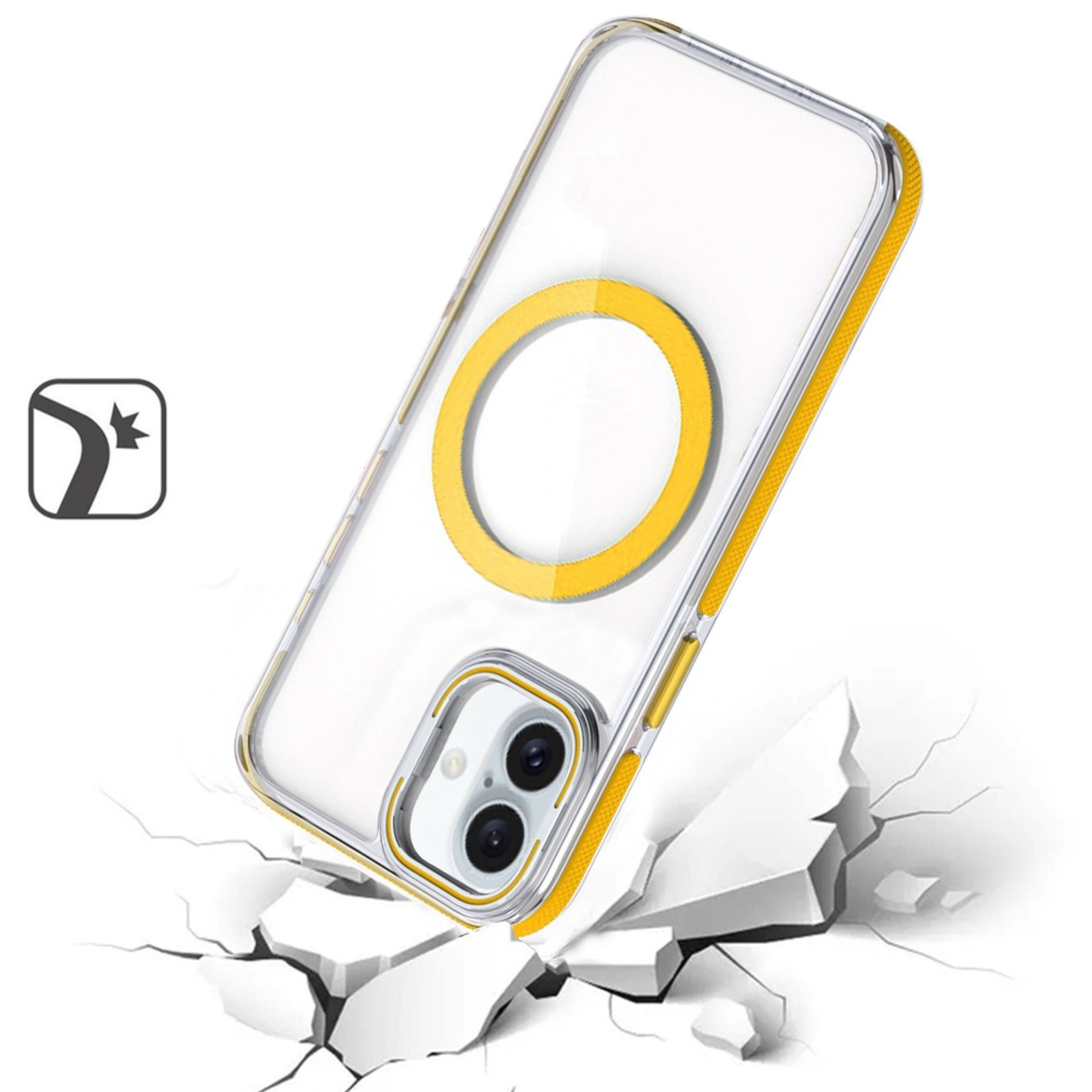 Left. Kitcheniva - Transparent Magnetic Circle Camera Lens Stand Phone Case With Tempered Glass For iPhone 16 Purple - Purple.