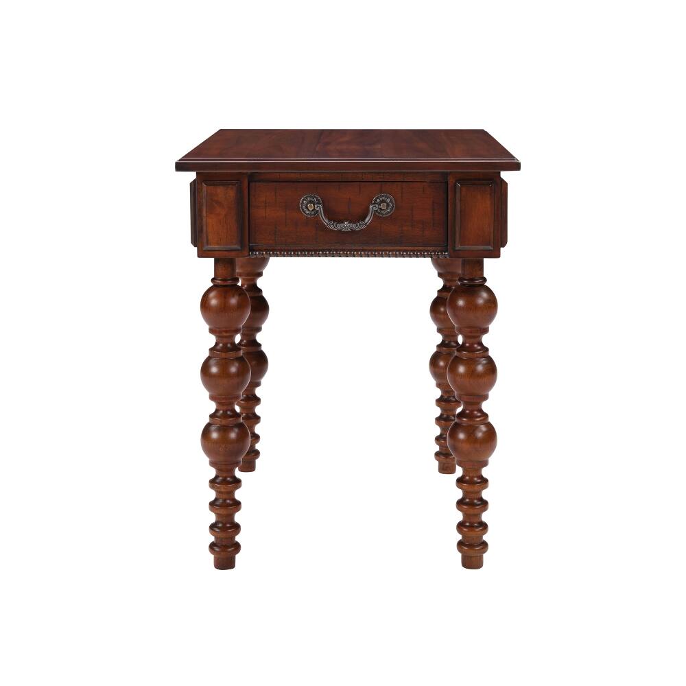 Alt View 6. Loheer - Loheer Solid Wood End Table with Drawer, Vintage Narrow Sofa Side Table for Living Room, Walnut - Walnut.