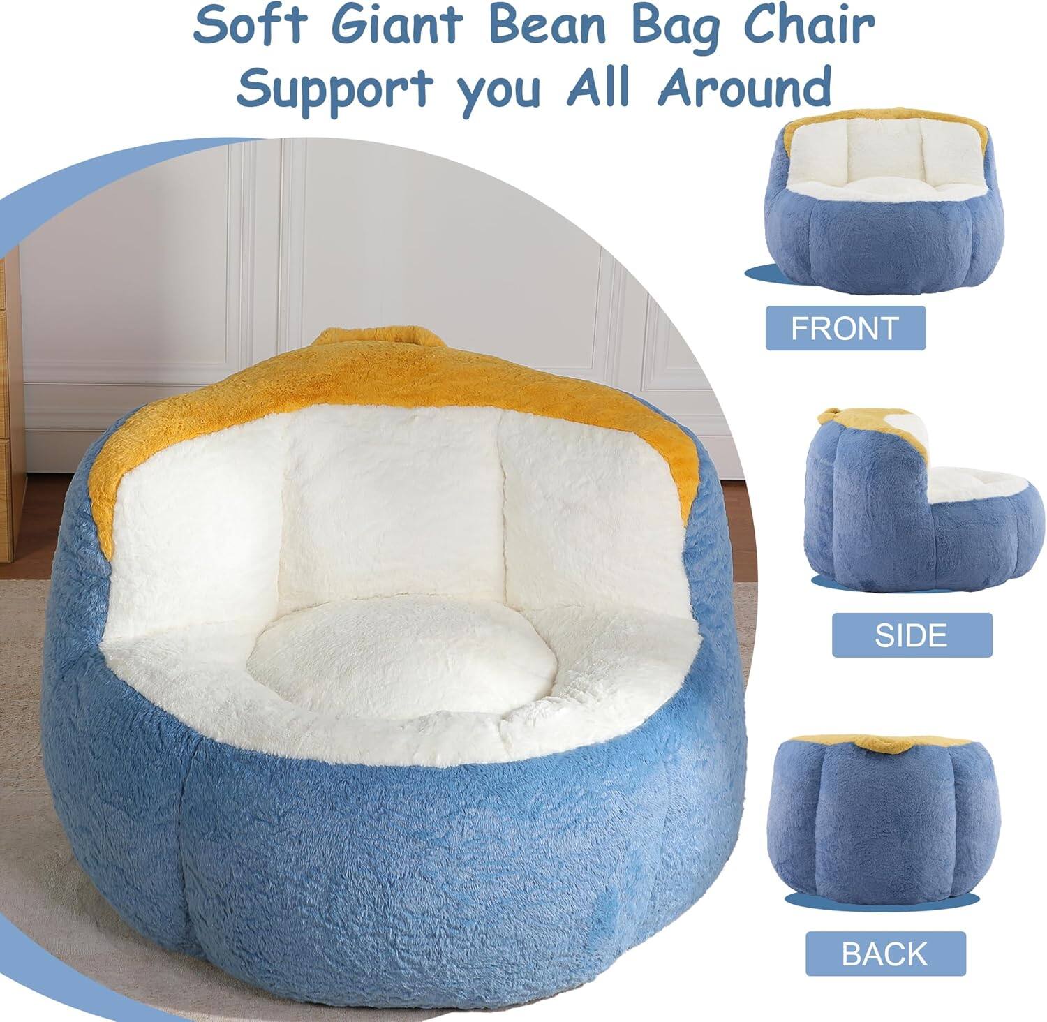 Soft Giant Bean Bag Chair  
Support you All Around  

FRONT  
SIDE  
BACK
