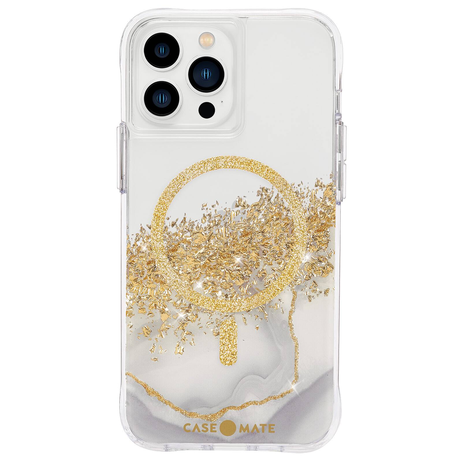 Front. Case-Mate - Karat Marble Hardshell Case w/ MagSafe w/ Antimicrobial for iPhone 13 Pro Max - Gold.