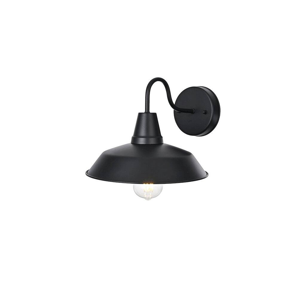 Angle. Elegant Lighting - Tinsley 13 inch Outdoor Wall sconce in Black - Black And Clear.