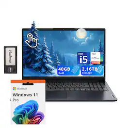Lenovo - Upgraded - IdeaPad 1i 15.6" FHD Touchscreen Laptop,Intel i5 1235U,40GB RAM,2TB SSD,Win 11 Pro+128GB Dock Station - Blue