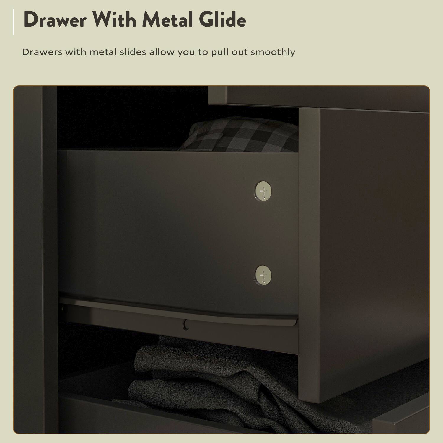 Drawer With Metal Glide

Drawers with metal slides allow you to pull out smoothly