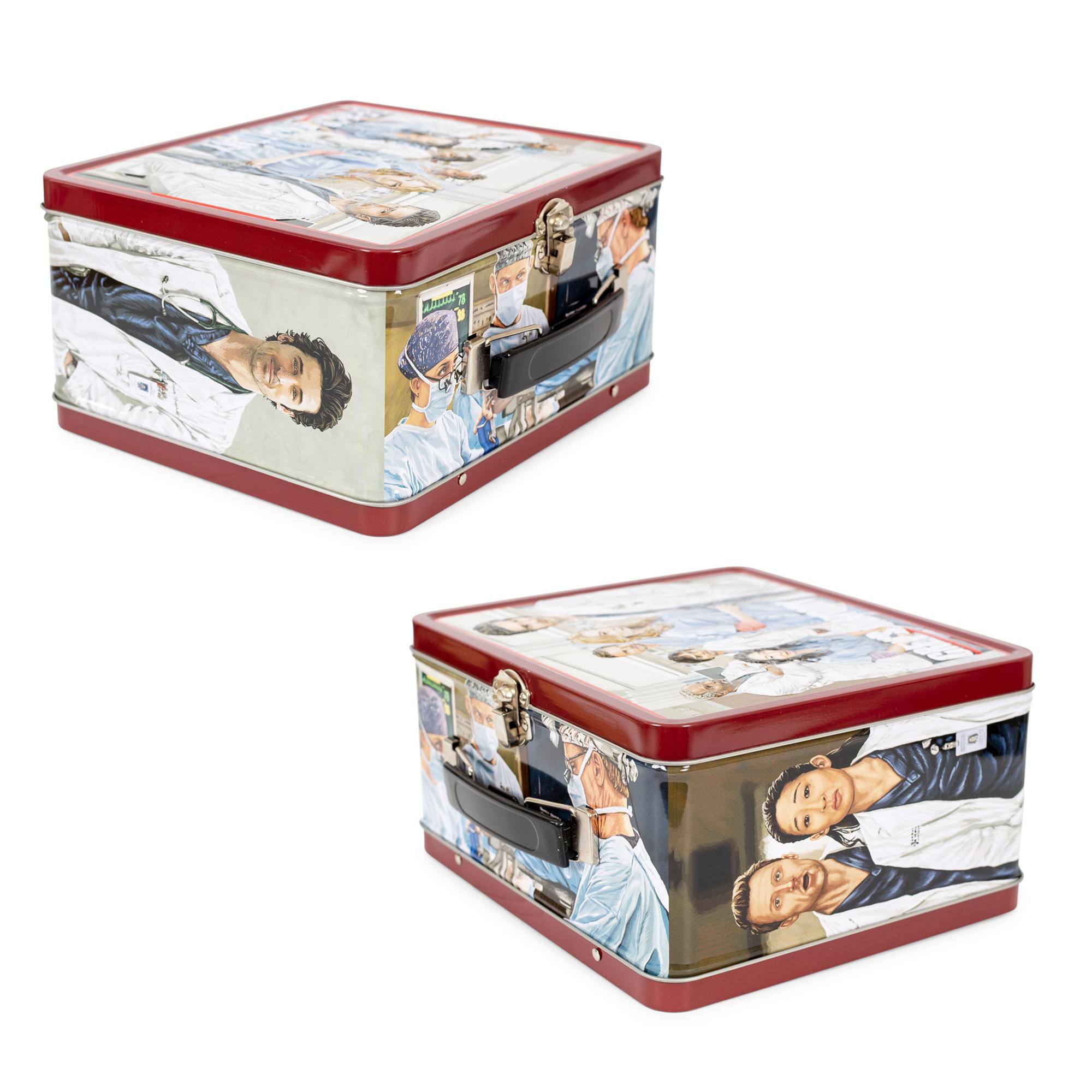 Alt View 1. Toynk - Grey's Anatomy Cast Metal Tin Lunch Box Tote | 8 x 7 x 4 Inches - Red.