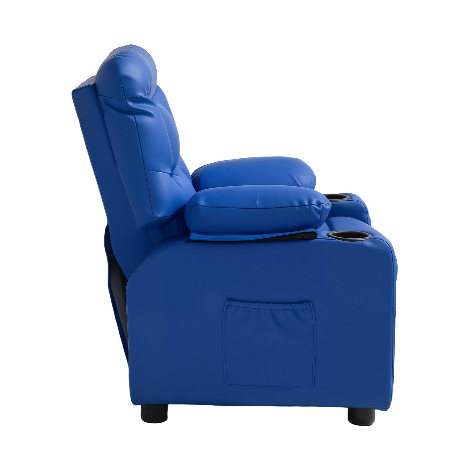 Alt View 5. VEVOR - Kids Reclining Chair, Toddler Recliner with Cup Holders and Pockets, 107° to 126° Adjustable Backrest - Blue.