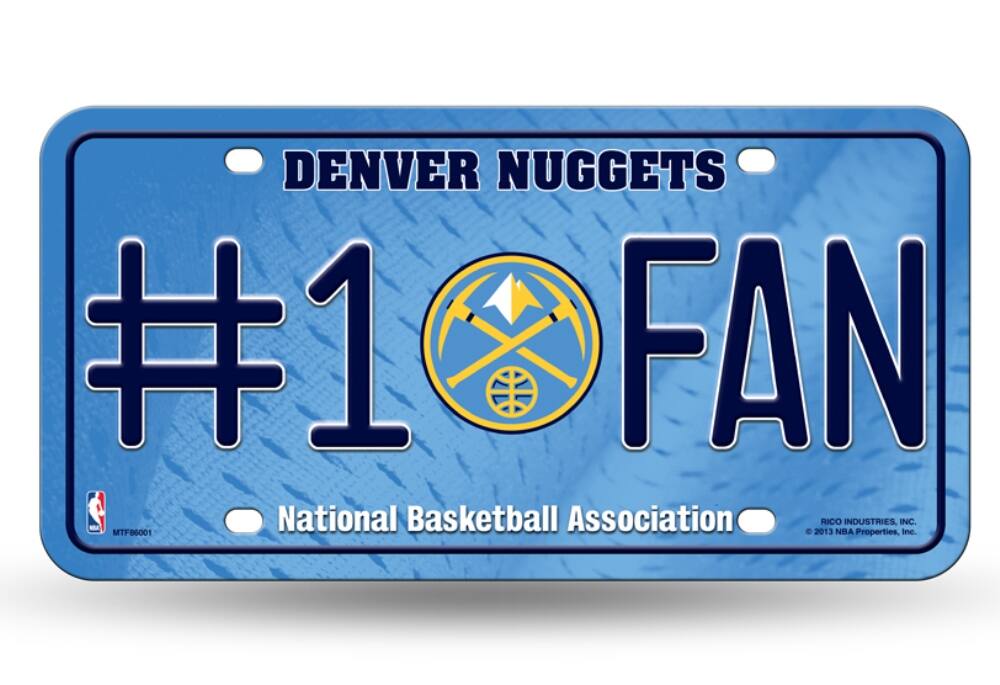 Denver Nuggets #1 Fan Metal License Plate Tag - Number One! Let's Go!!