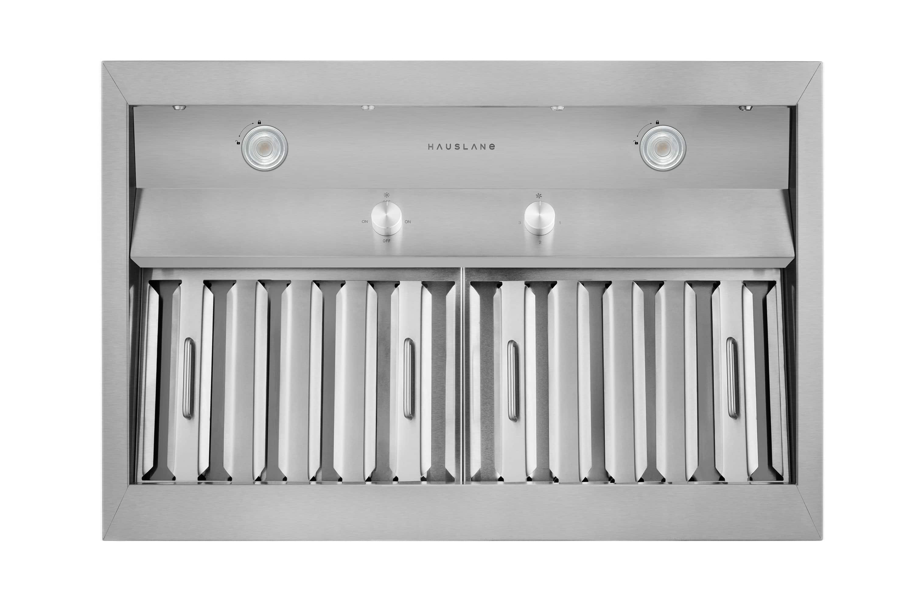 Front. Hauslane - Hauslane Pro-Style 30" IN-R200 Built-In Convertible Range Hood, 18.5” Deep - Silver.