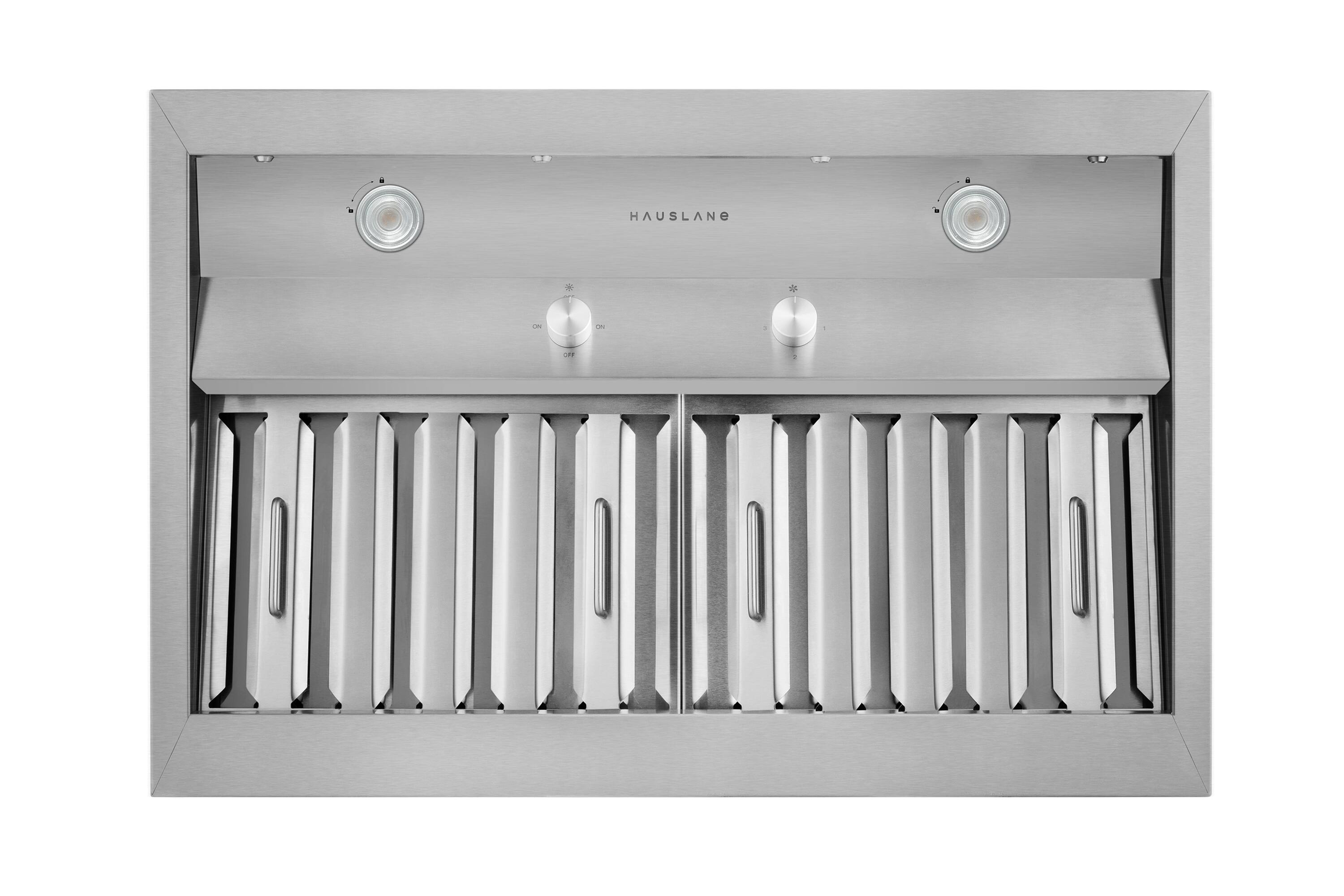 Front. Hauslane - Hauslane Pro-Style 30" IN-R200 Built-In Convertible Range Hood, 18.5” Deep - Silver.