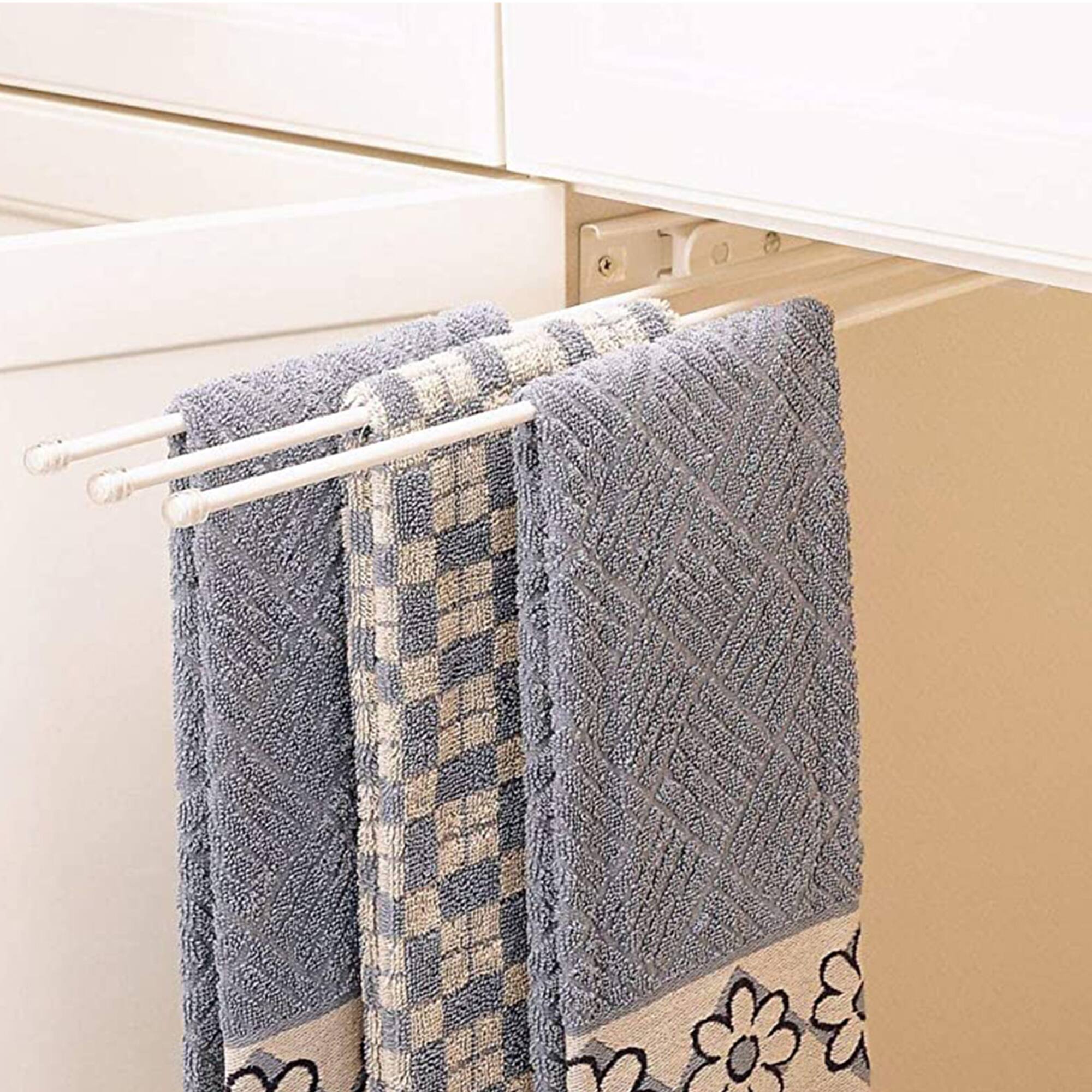 Alt View 2. Rev-A-Shelf - Rev-A-Shelf Pullout Dish Towel Bar Under Kitchen Cabinet 3 Prong, White, 563-47 - White.