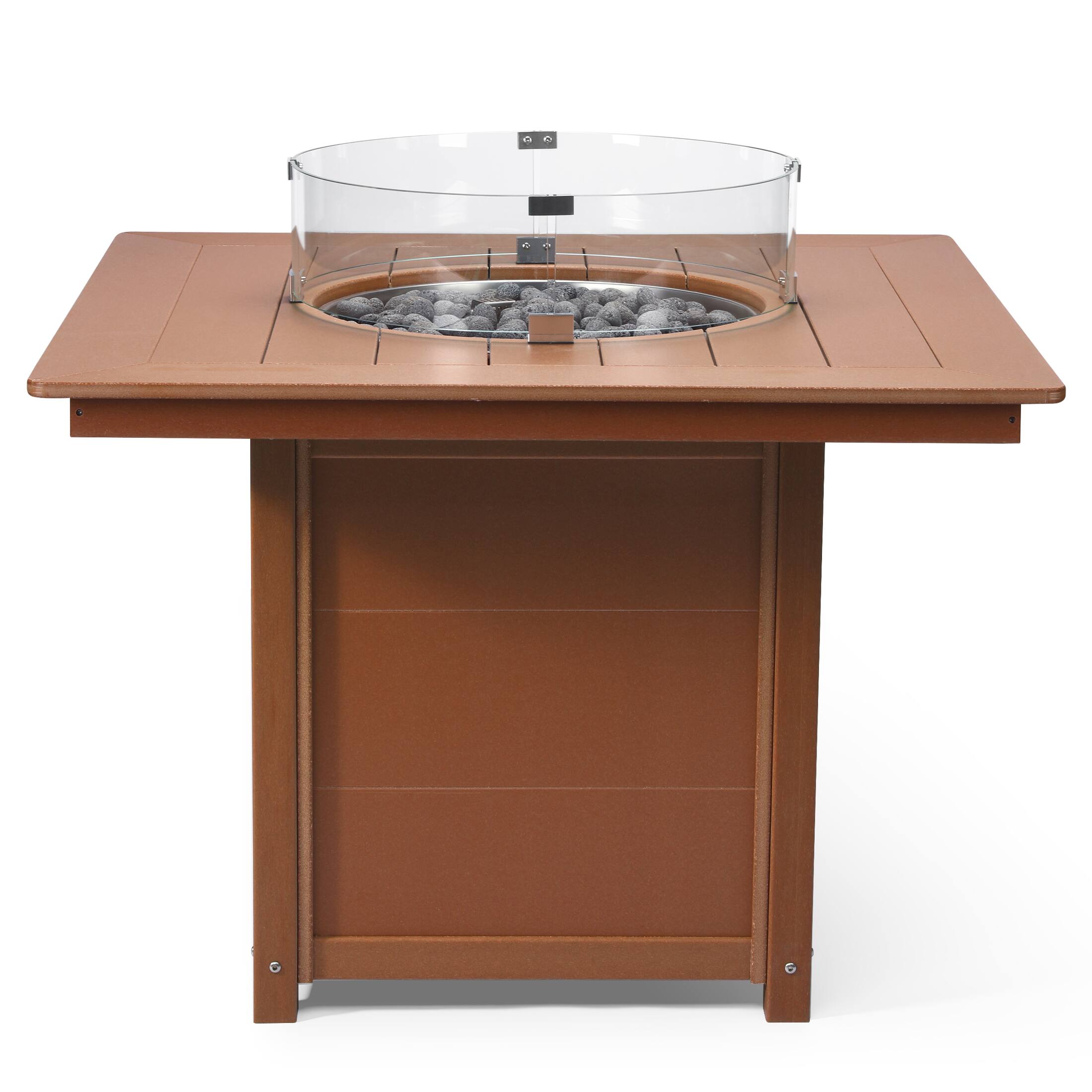 Alt View 1. WestinTrends - WestinTrends Helios Modern Outdoor Patio Propane 42" Square Fire Pit Table - Teak.