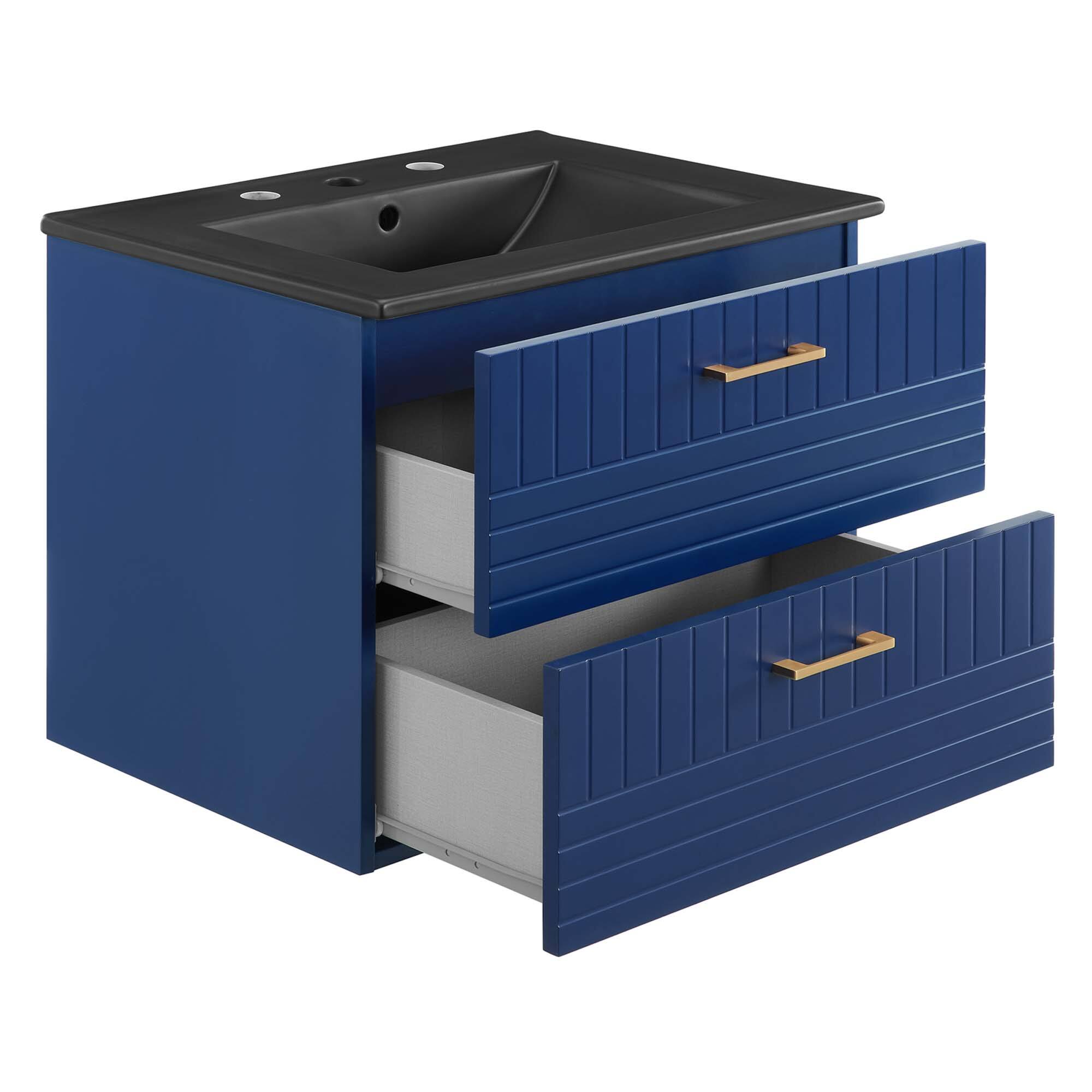 Alt View 1. Modway - Daybreak Wall-Mount Bathroom Vanity Basin Included by Modway - Blue Black.