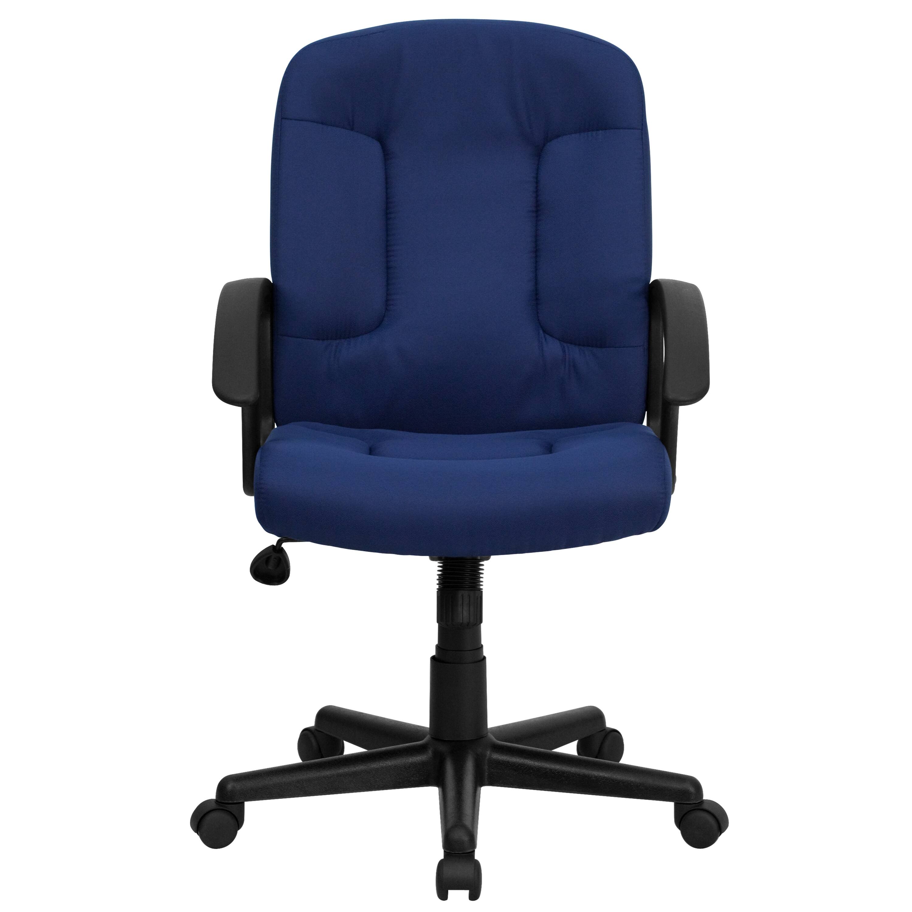 Alt View 7. Emma + Oliver - Mid-Back Fabric Executive Swivel Office Chair with Nylon Arms - Navy.