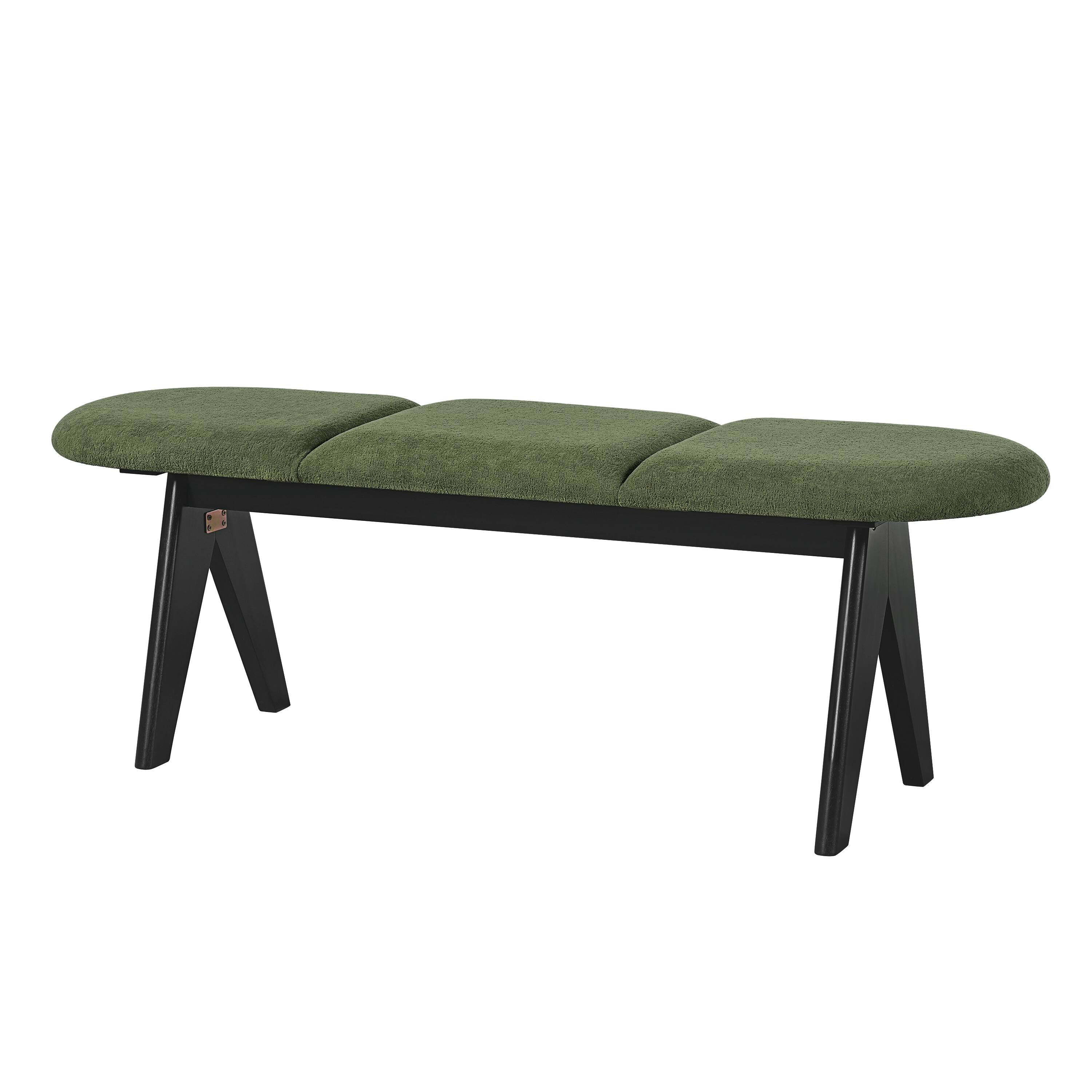 Alt View 1. Ropilly - Ropilly 53 Inch Green Upholstered Entryway Bench with Black Wood Legs, Modern Fabric Bedroom Seating - Green.