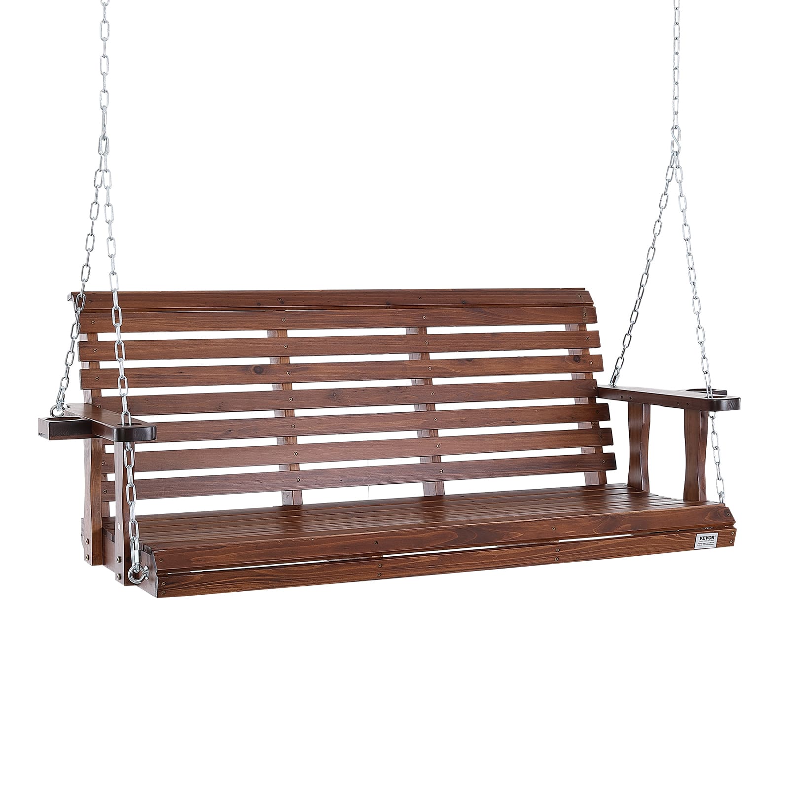 VEVOR - Wooden Porch Swing 5.5 ft, Patio bench swing for Courtyard & Garden, Upgraded 880 lbs Strong Load Capacity - Brown